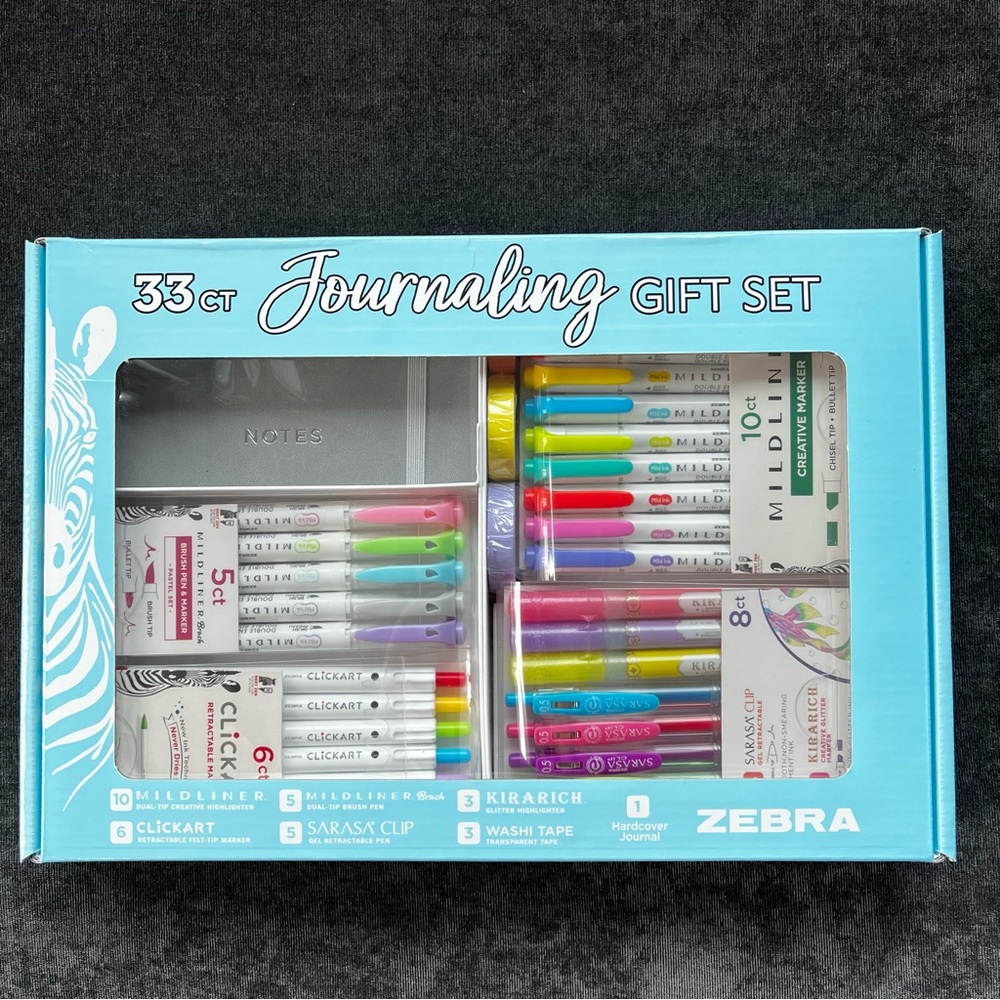 NIB Zebra 33-piece Journaling Gift Set